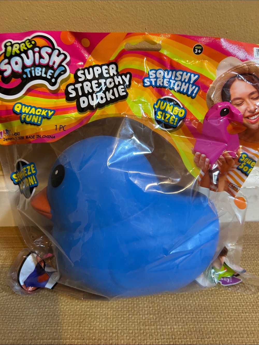 Irre Squish Tible Super Stretchy Blue Duckie - Jumbo Kids Toy